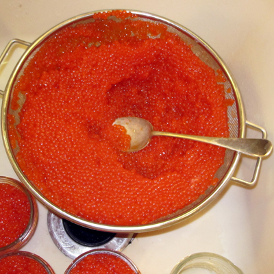 Finished Caviar in Sink