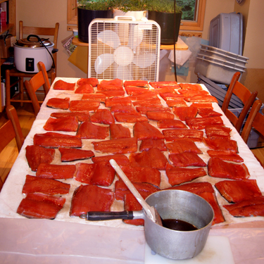 King Salmon Fillets Drying