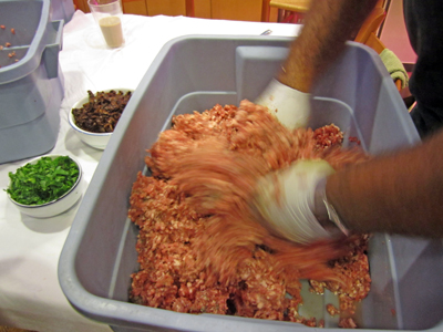 Mixing Sausage Meat