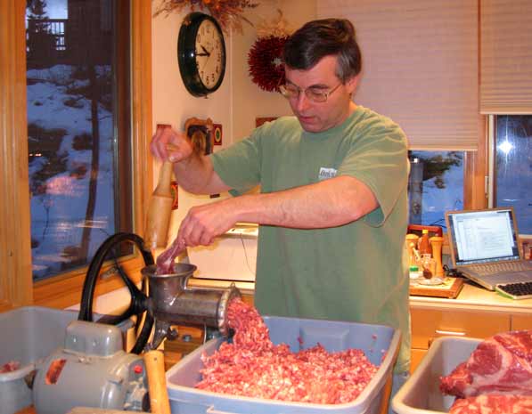 Homemade Sausage Grinder in Action!