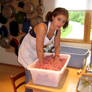 Mixing Sausge Meat By Hand